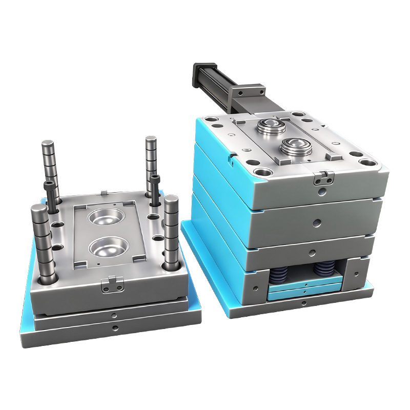 This is a high-precision PC transparent lens shell injection mold specially designed for optical spot lens housing production. Adopting 1×2 cavity layout, professional pin-point sprue runner system, and premium 1.2344 mold steel hardened to HRC 48-52. Both core and cavity are finely polished to meet strict optical surface requirements. The mold is perfectly customized for high-transparency PC material, ensuring flawless light transmission, no weld lines, no flow marks, and stable optical performance for lens shell products. Este es un molde de inyección de carcasa de lente transparente de PC de alta precisión especialmente diseñado para la producción de carcasas de lentes de punto óptico. Adopta un diseño de cavidad de 1 × 2, un sistema profesional de canal de bebedero puntual y acero para moldes de primera calidad 1.2344 endurecido a HRC 48-52. Tanto el núcleo como la cavidad están finamente pulidos para cumplir con estrictos requisitos de superficie óptica. El molde está perfectamente personalizado para material de PC de alta transparencia, lo que garantiza una transmisión de luz impecable, sin líneas de soldadura, sin marcas de flujo y un rendimiento óptico estable para los productos de carcasa de lente.