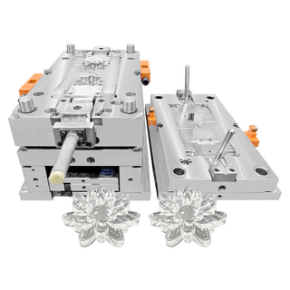 1*2 PMMA (UV Resistance) Large Side Gate Runner S136R HRC48-52 Steel Front And Back Mold Polishing High Transparent Lotus Body Decoration Lense Mold